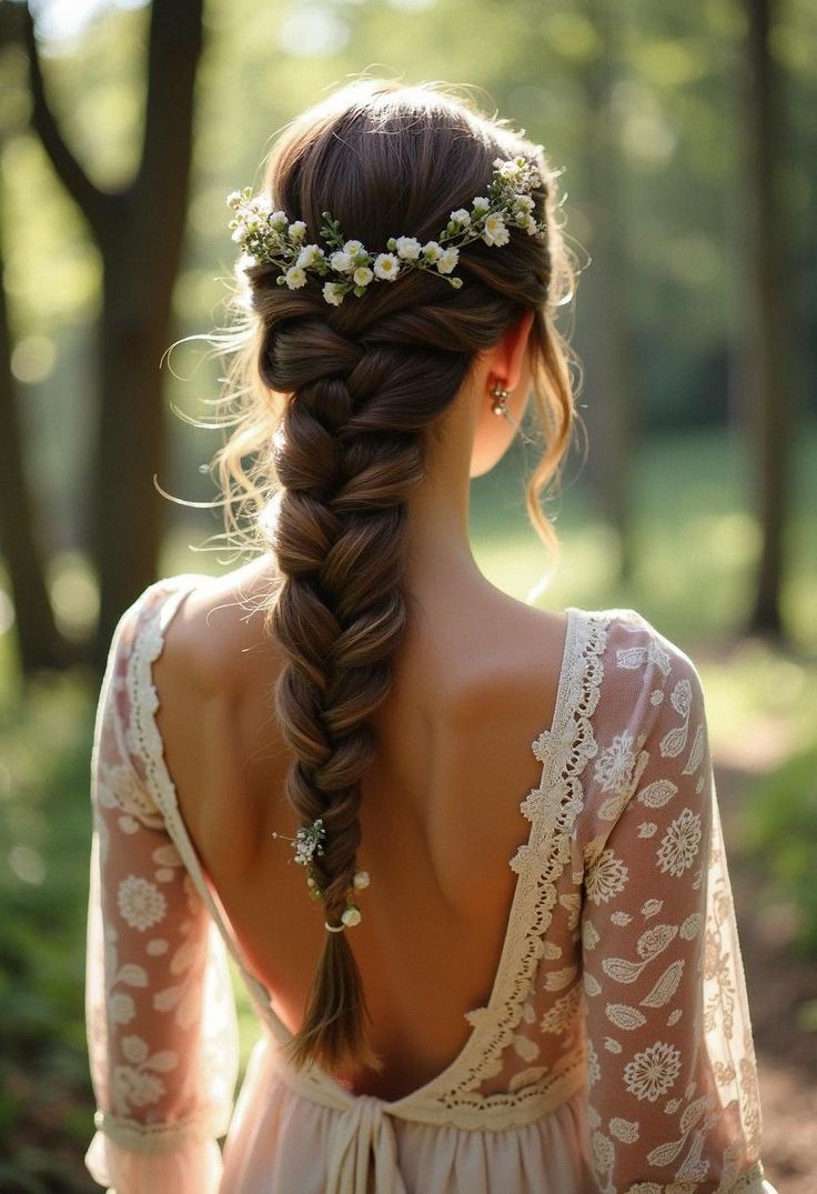 coiffure fleurs fraîches mariée
