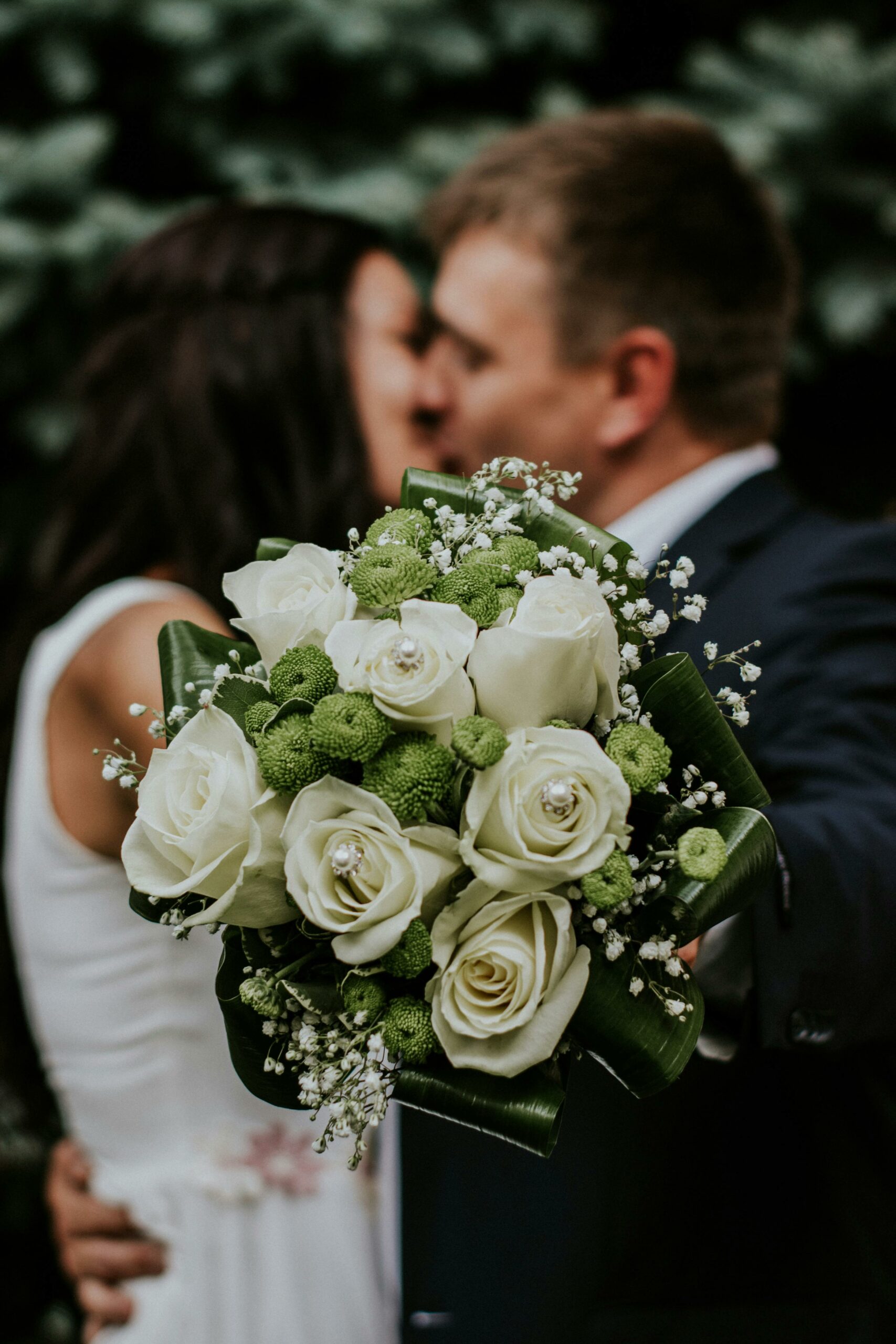 bouquet de mariée vert et blanc