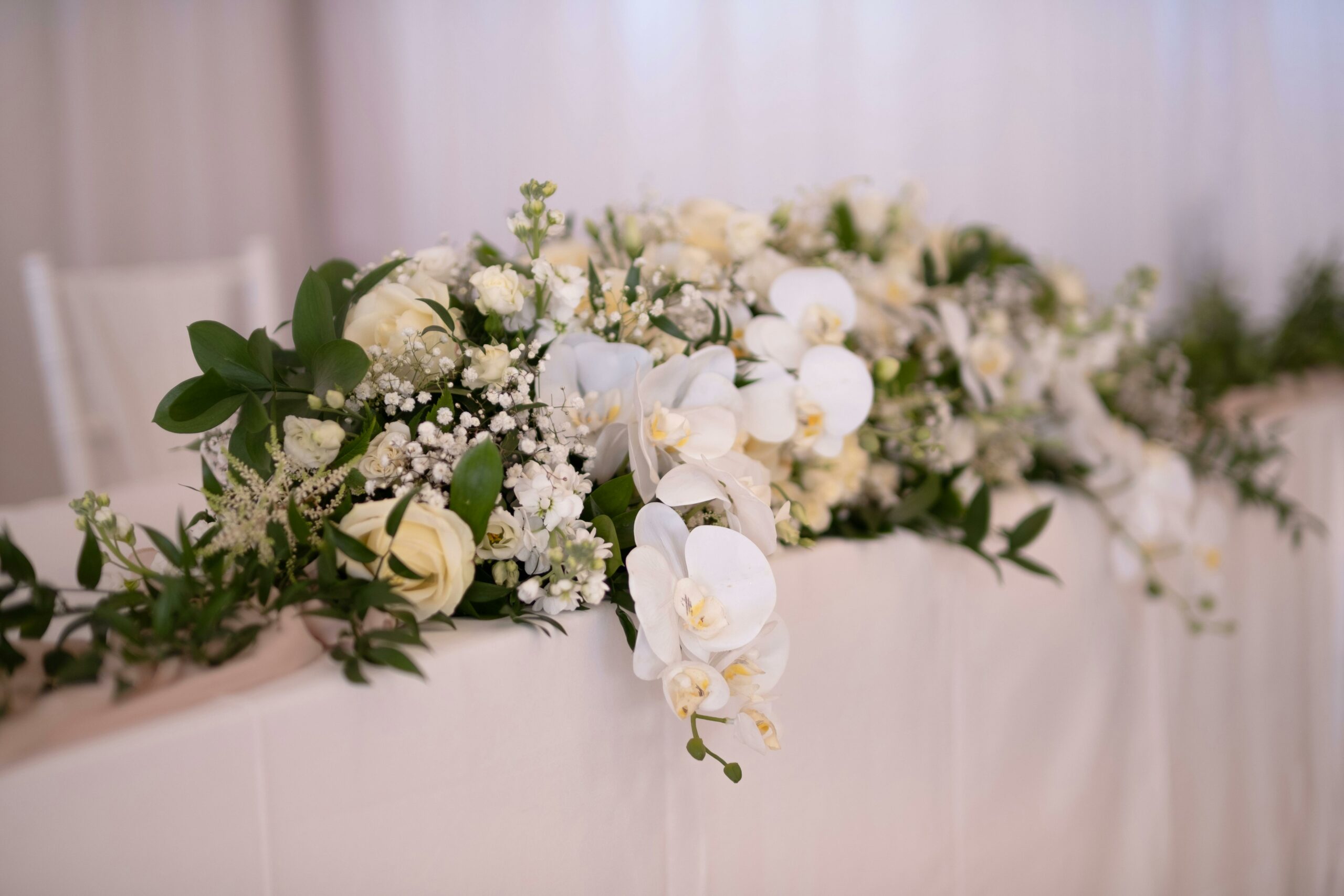 white orchidée centre de table mariage
